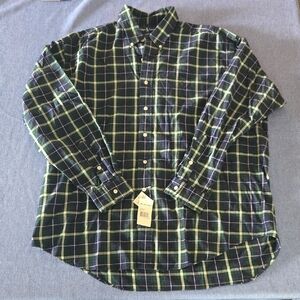 Ralph Lauren Navy and Green Plaid Casual Shirt Mens Size XL